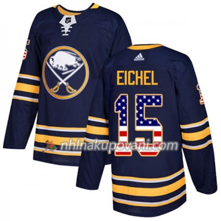 Buffalo Sabres Dresy Jack Eichel 15 2017-2018 USA Flag Fashion Modrá Adidas Authentic - Pánské
